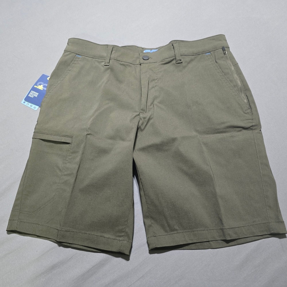 Copper & Oak Cargo Shorts Mens 33W Olive Green Performance Stretch Utility